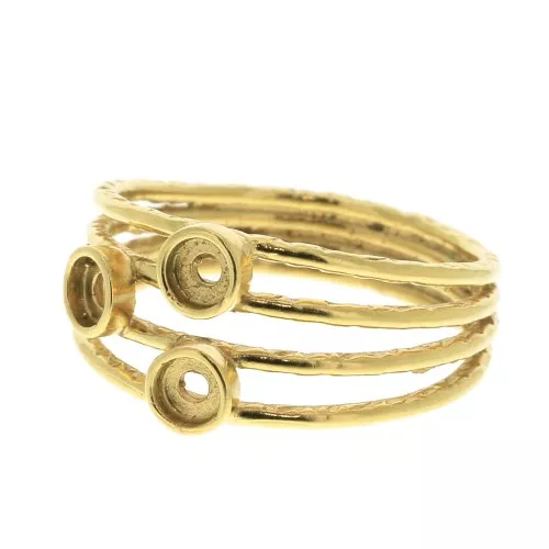 Bague 3 sertis pour cabochon 3 mm - Taille 54 - Plaqué Or 3 microns x1