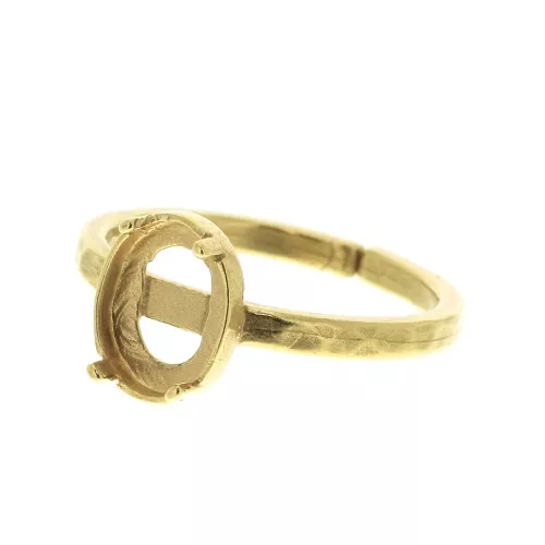 Bague réglable travaillé pour cabochon 8x6 mm - Plaqué Or 3 microns x1