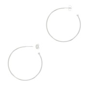 Créoles ouvertes avec boule 26 mm à décorer - Fil 1.3 mm - Placage Argent fin x2