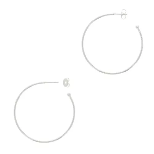 Créoles ouvertes avec boule 26 mm à décorer - Fil 1.3 mm - Placage Argent fin x2