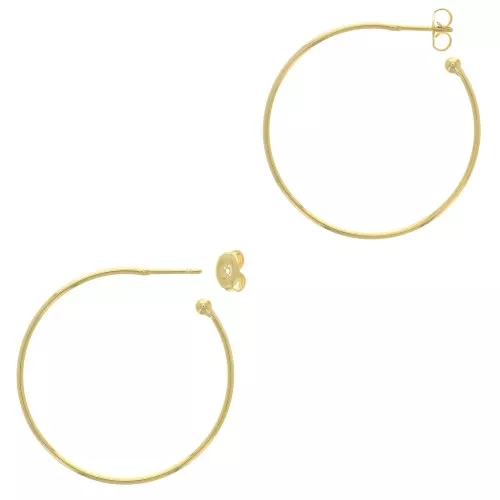 Créoles ouvertes avec boule 45 mm à décorer - Fil 1.5 mm - Doré à l'or fin x2