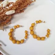 Créoles ouvertes avec boule 45 mm à décorer - Fil 1.5 mm - Doré à l'or fin x2