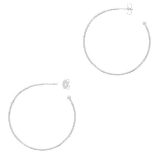Créoles ouvertes avec boule 45 mm à décorer - Fil 1.5 mm - Placage Argent fin x2