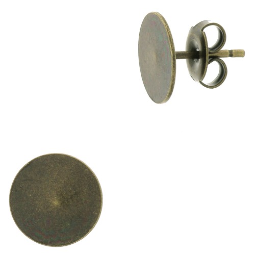 Clous d'oreilles disque 10 mm - Bronze x2