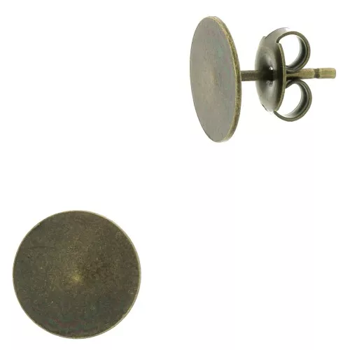 Clous d'oreilles disque 10 mm - Bronze x2