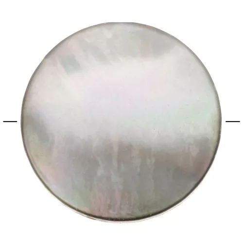 Perle plate forme palet en nacre teintée 18 mm - Gris x1