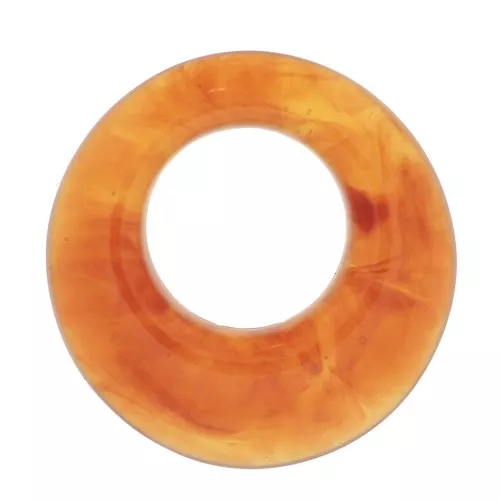 Pendentif rond évidé 21 mm en résine - Marbré Ambre x1