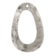Pendentif goutte évidé 49x32 mm en résine - Marbré Gris x1
