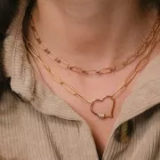 Fermoir coeur à visser avec Oxydes de Zirconium 21x26 mm - Doré - Crystal x1