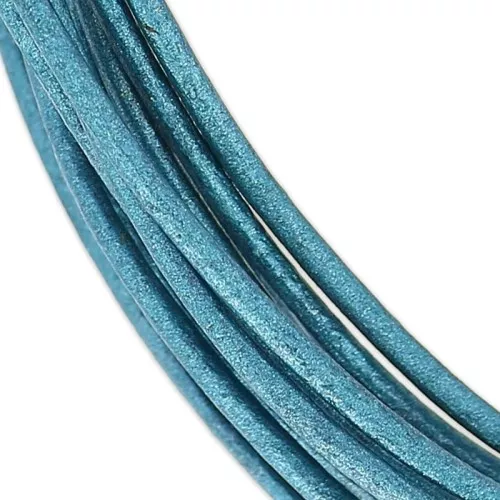 Cordon cuir 1 mm Blue Jean Métallisé x 3 m