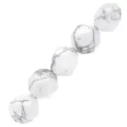Perles hexagonales 6 mm pierre gemme - Howlite x15