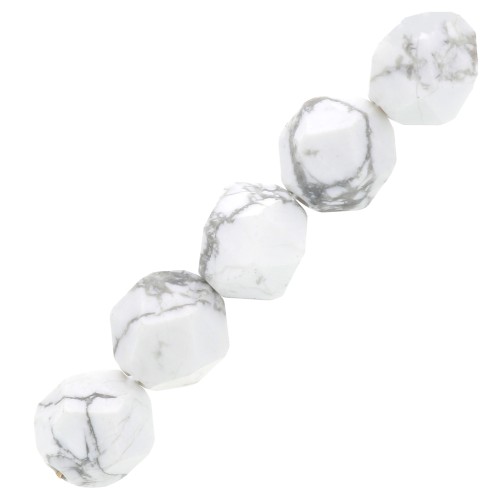 Perles hexagonales 6 mm pierre gemme - Howlite x15
