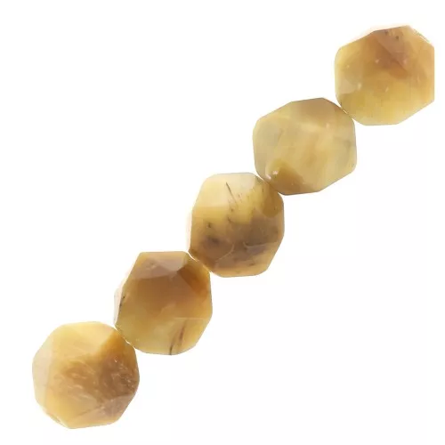 Perles hexagonales 6 mm pierre gemme - Oeil de Tigre jaune x15