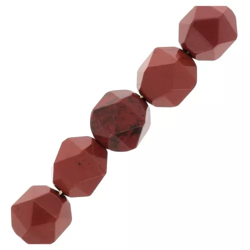 Perles hexagonales 6 mm pierre gemme - Jaspe Rouge x15