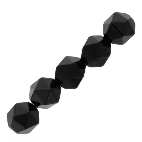 Perles hexagonales 6 mm pierre gemme - Agate noire x15