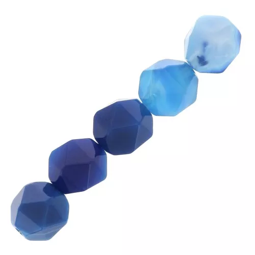 Perles hexagonales 6 mm pierre gemme - Agate bleue x15