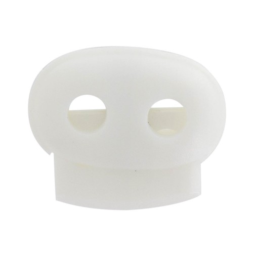 Arrêt cordon plat double trou de 4.3 mm - Stop cordon - Blanc x1