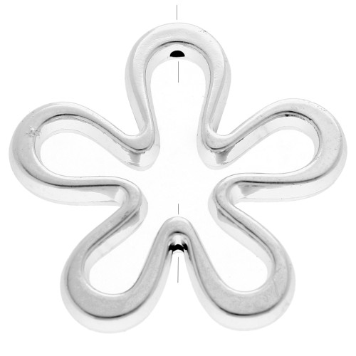 Fleur évidée en résine CCB 42 mm rhodié x1