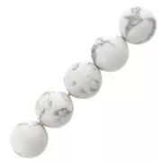 Perles rondes 6 mm pierre gemme - Howlite x15