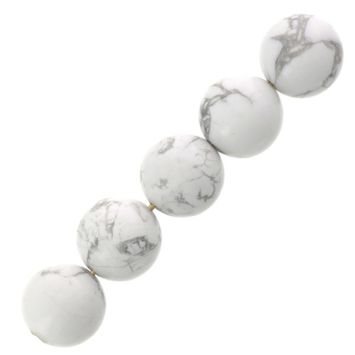 Perles rondes 6 mm pierre gemme - Howlite x15