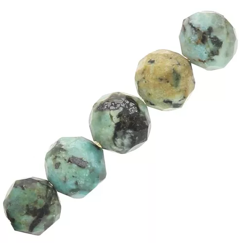 Perles rondes facettées 4 mm pierre gemme - Turquoise Africaine - Jaspe x20