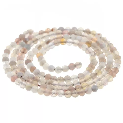 Perles rondes facettées 2 mm pierre gemme - Agate du Botswana x39cm