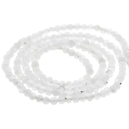 Perles rondes facettées 2 mm pierre gemme - Pierre de lune x39cm