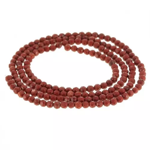 Perles rondes facettées 2 mm pierre gemme - Jaspe rouge x39cm