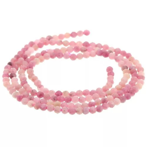Perles rondes facettées 2 mm pierre gemme - Jaspe rose x38cm