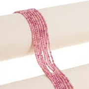 Perles rondes facettées 2 mm pierre gemme - Jaspe rose x39cm