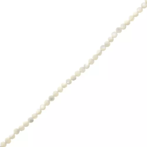 Perles rondes facettées 2 mm - Nacre blanche x39cm