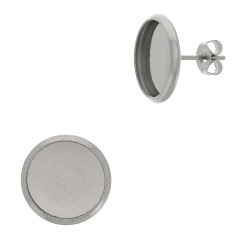 Clous d'oreilles pour cabochon fond plat 12 mm en Acier inoxydable x40