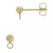 Clous d'oreilles boule 3 mm - anneau perpendiculaire - Gold filled (or laminé)  x2