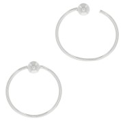 Créoles fils 12 mm avec boule de 3 mm en Argent 925 x2