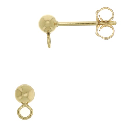 Clous d'oreilles boule 3 mm - anneau perpendiculaire - Gold filled (or laminé) x20