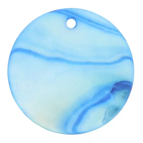 Pendentif rond en nacre 30 mm - Bleu x1