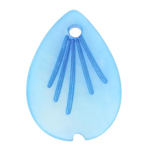 Sequin feuille en forme de goutte - 18x13 mm en nacre - Bleu x1