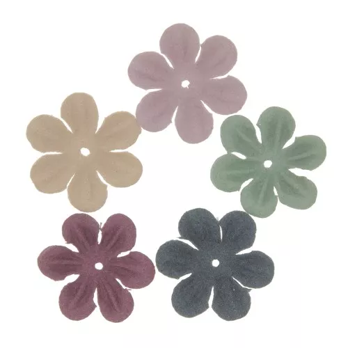 Assortiments de fleurs 6 pétales en tissu 24 mm - Multicolore x30