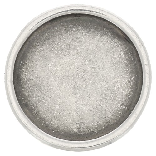 Poussoir rond pour cabochon fond plat 12 mm et lacet 10 mm - Placage Argent fin vieilli x1
