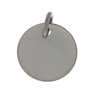 Breloque médaille à graver 10 mm en Argent 925 rhodié noir x1|raw }}