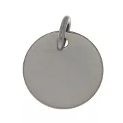 Breloque médaille à graver 10 mm en Argent 925 rhodié noir x1