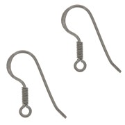 Crochets d'oreilles 16 mm Argent 925 Rhodié Noir x2|raw }}