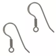 Crochets d'oreilles 16 mm Argent 925 Rhodié Noir x2