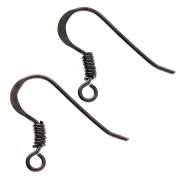 Crochets d'oreilles 17 mm - Argent 925 Rhodié Noir x2