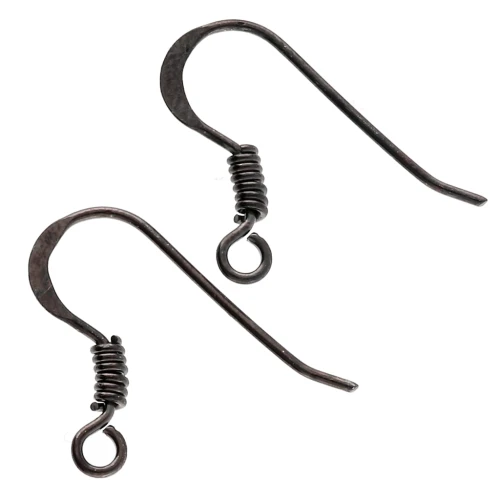 Crochets d'oreilles 17 mm - Argent 925 Rhodié Noir x2
