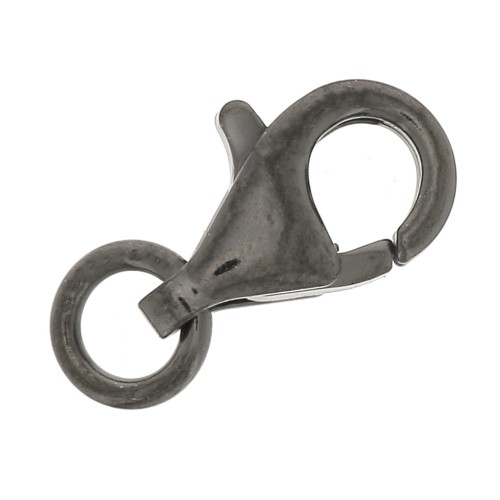 Fermoir mousqueton 11 mm en argent 925 Rhodié Noir x1