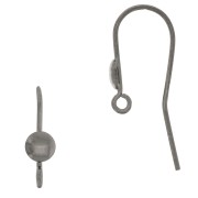 Crochets d'oreilles 17 mm et disque 4,5 mm Argent 925 Rhodié Noir x2|raw }}