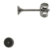Clous d'oreille porte cabochon PureCrystal 1088 4 mm Argent 925 Rhodié Noir x2