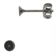 Clous d'oreille porte cabochon PureCrystal 1088 4 mm Argent 925 Rhodié Noir x2