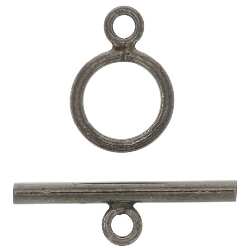 Fermoir T 10 mm en Argent 925 Rhodié Noir x1